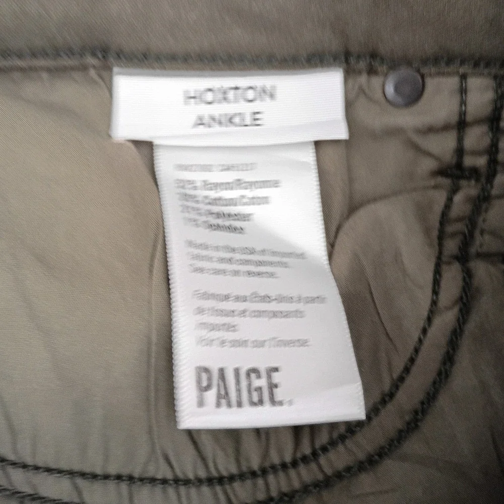 Anthro PAIGE Hoxton Ankle High Rise Coated Skinny Jeans Olive Grn 26x27 NWT $216